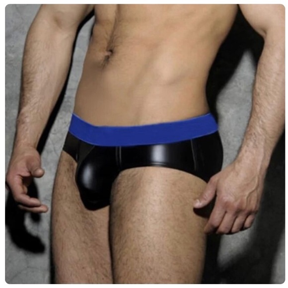 Men's Faux Leather Briefs, Men’s Low Waist Underwear - Picture 5 of 5